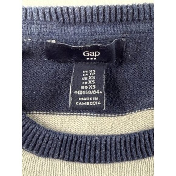 Gap Womens Striped Sweater XS Cotton/Nylon Blend Blue & Gray - Picture 2 of 4